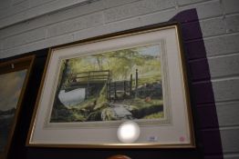 A watercolour, Tom Purvis, country walk, signed, attributed verso, and dated 1988, 35 x 53cm, plus