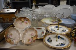 A selection of ceramics and crystal glass cake stands