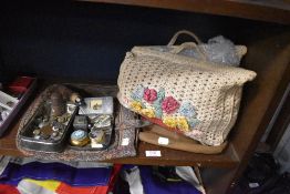 A selection of haberdashery and sewing items including military buttons and hat pins