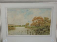 A watercolour, S E Hall, On the Avon Bideford, signed, 50 x 30cm, plus frame and glazed