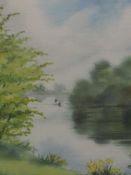 A watercolour, Valerie Burton, The Thames Pangbourne, signed and dated 1996, 25 x 16cm, plus frame