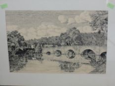 A pen and ink sketch, Norman Baker, Newby Bridge, signed, 26 x 38cm, plus frame and glazed