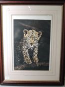 A print, after Steven Townsend, baby cheetah, 45 x 31cm, plus frame and glazed