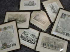 A selection of 19th century engravings, inc Opening the South Downs Railway, 13 x 23cm, dated