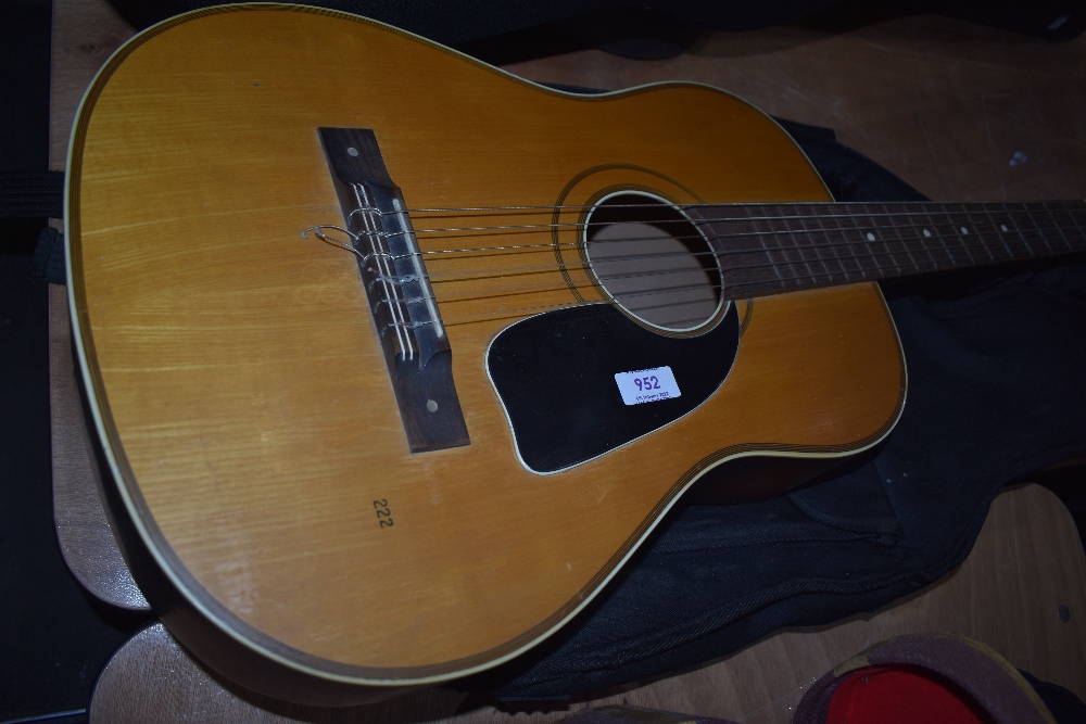 An interesting vintage classical parlour style guitar, bearing Selmer label , stamped 222, with