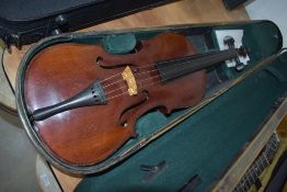 An early 20th Century violin, having 2 piece back, approx 14in, labelled for J G Murdoch and Co (