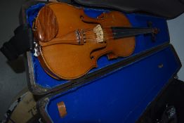 A traditional viola having two piece back , approx 16in, import label for Leslie Sheppard, in part