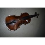 A traditional violin having two piece 14inch back, stamped Hope (maybe Hopf changed to Hope?) no
