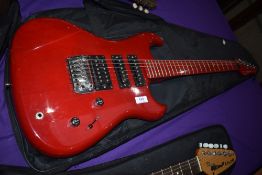 A Westone Spectrum MX electric guitar, in red, with padded gig bag