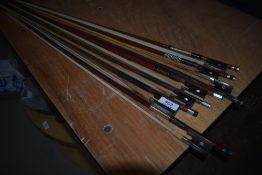 A selection of violin bows