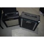 A Kustom KGA10FX practice amp and a Peavey KB15 keyboard /practice amp