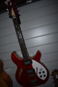 A vintage Antoria Soundmaster guitar (Rickenbacker 330 copy) internal paper label faded