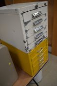 Two sets of vintage filing drawers