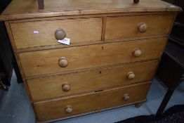 A modern traditional style pine chest of 2 short and 3 long drawers, w 107cm