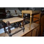 A vintage 20th century golden Lloyd Loom Lusty stool, and a vintage sea grass top stool