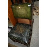 A modern quality reproduction Titchmarsh & Goodwin style dining chair having green leather effect