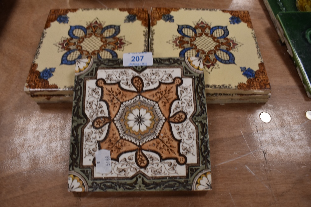 A selection of transfer printed Edwardian tiles