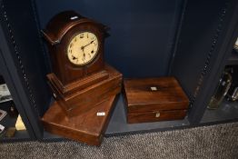 A selection of wooden cases and embroidery box with fitted interior