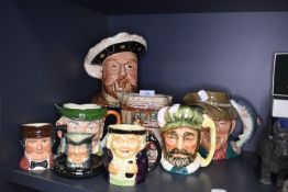 A selection of character jugs and tankards including King Henry 8th