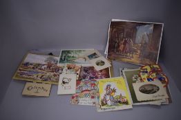 A selection of collectable cards and ephemera including cartoon styles