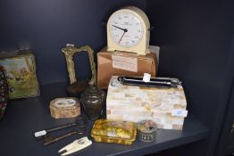A selection of hardware and trinket cases including mother of pearl