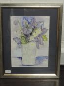 A watercolour, Anne, Still Life, signed and dated 2002, verso, 36 x 25cm, plus frame and glazed