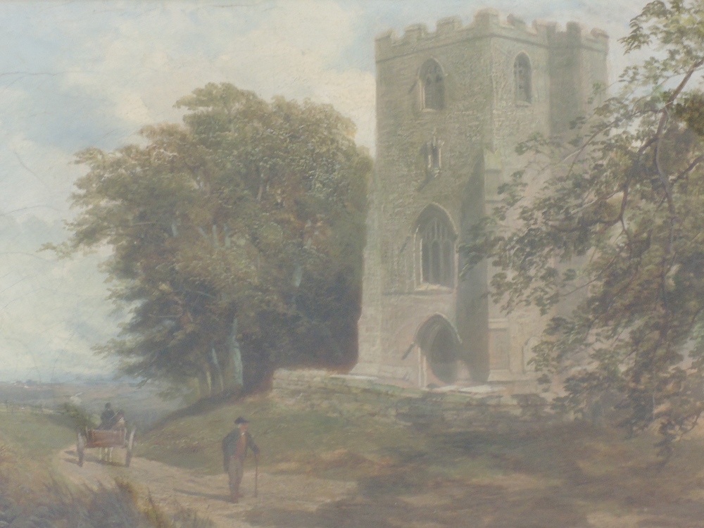 An oil painting, attributed to James Peel, Penuntham (Penwortham) Church...