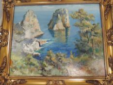 An oil painting on board, Ripp, Mediterranean coast, signed, 40 x 50cm, an oil painting, Silvani,
