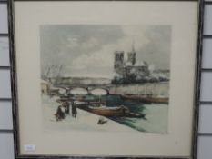 An etching, Charles, Paris, indistinctly signed and num 196/350, 34 x 39cm, plus frame and glazed