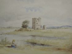 A watercolour, Scottish fortified manor, dated 1854, 18 x 26cm