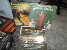 A selection of vinyl LP records including easy listening and brass interest.