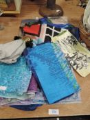 A selection of scarves including Radley,silk and vintage examples and a vintage evening bag.