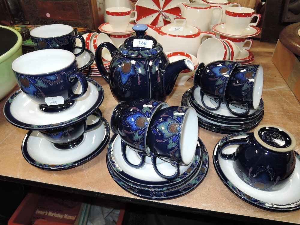 A selection of Denby including tea pot,cups, saucers and sides plates.