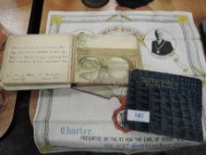 A Borough of Radcliffe scholars souvenir handkerchief dated 1935 and two autograph books.