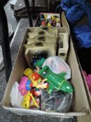 Two boxes of toys and collectable cars.