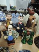 A selection of novelty collectable spirit bottles and two Avon aftershave bottles with contents.