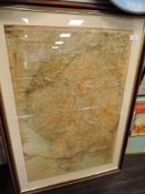 A framed vintage map print of the Lake District