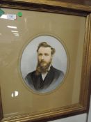 Two Edwardian photographic portraits having been watercoloured