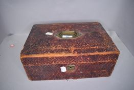 An antique haberdashery case with some contents