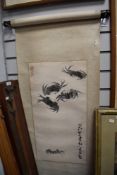A Chinese screen print of crabs bearing seal mark on scroll