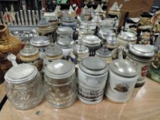 A large collection of vintage steins.