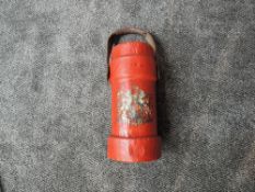 A red leather Naval Cordite Bucket/Charge Carrier with Royal Crest