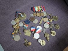 A collection of Militaria including WW2 Medals on bar, 39-45 Star, Atlantic Star, Pacific Star,