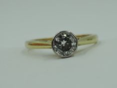 A diamond solitaire dress ring, approx 0.60ct in a collared mount on an 18ct gold loop, size M &