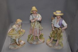 A set of three bisque figures by Gerbruder Heubach Schutz