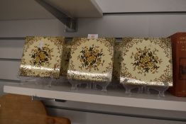 A set of five Victorian printed tiles having floral pattern.
