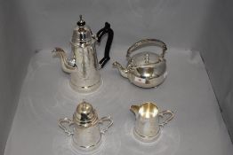 A selection of fine plated wares including teapot coffee pot and creamer