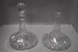 A Polish cut-crystal ships decanter 'Zawiercie' together with another decanter lacking stopper.