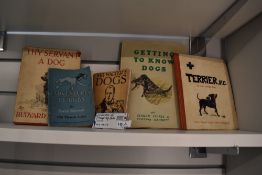 A collection of vintage dog books including getting to know dogs,sir Walters dogs,Thy servant dog