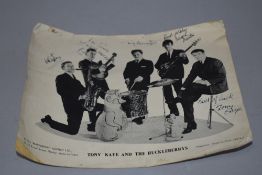 A 1960's signed promotional photograph for 'Tony Kaye and the Hucklererrys', bending to corners,